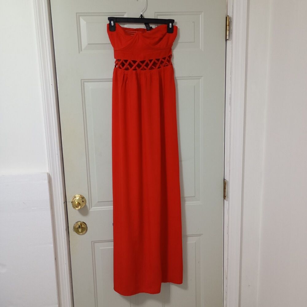 Valija Strapless Gown Red Prom Maxi, Women's Size M